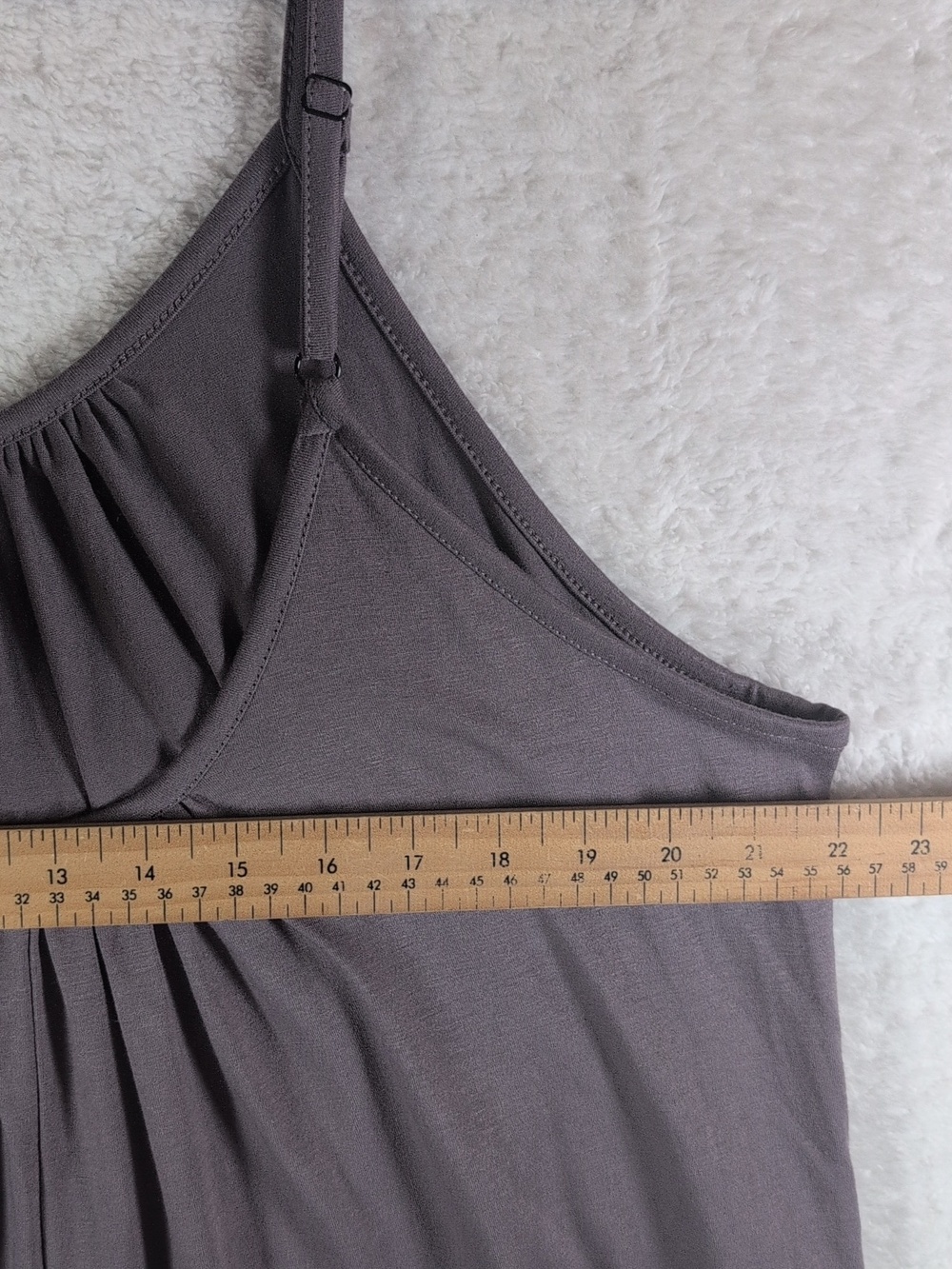 627-Gray‎ Gathered Front Sleeveless Romper Soft And Stretchy With Pockets  L/XL - Picture 3 of 6